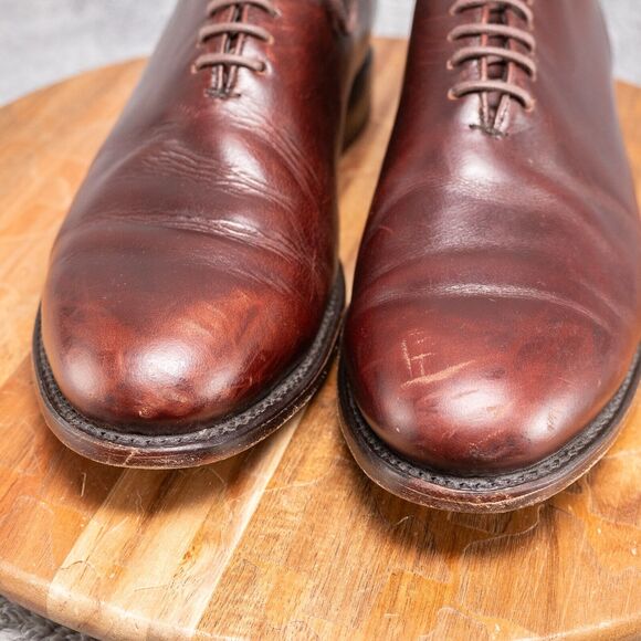 Thursday Everyday Men's Handcrafted Whole Cut Burgundy Leather Shoes, Size US 11 - Picture 3 of 10